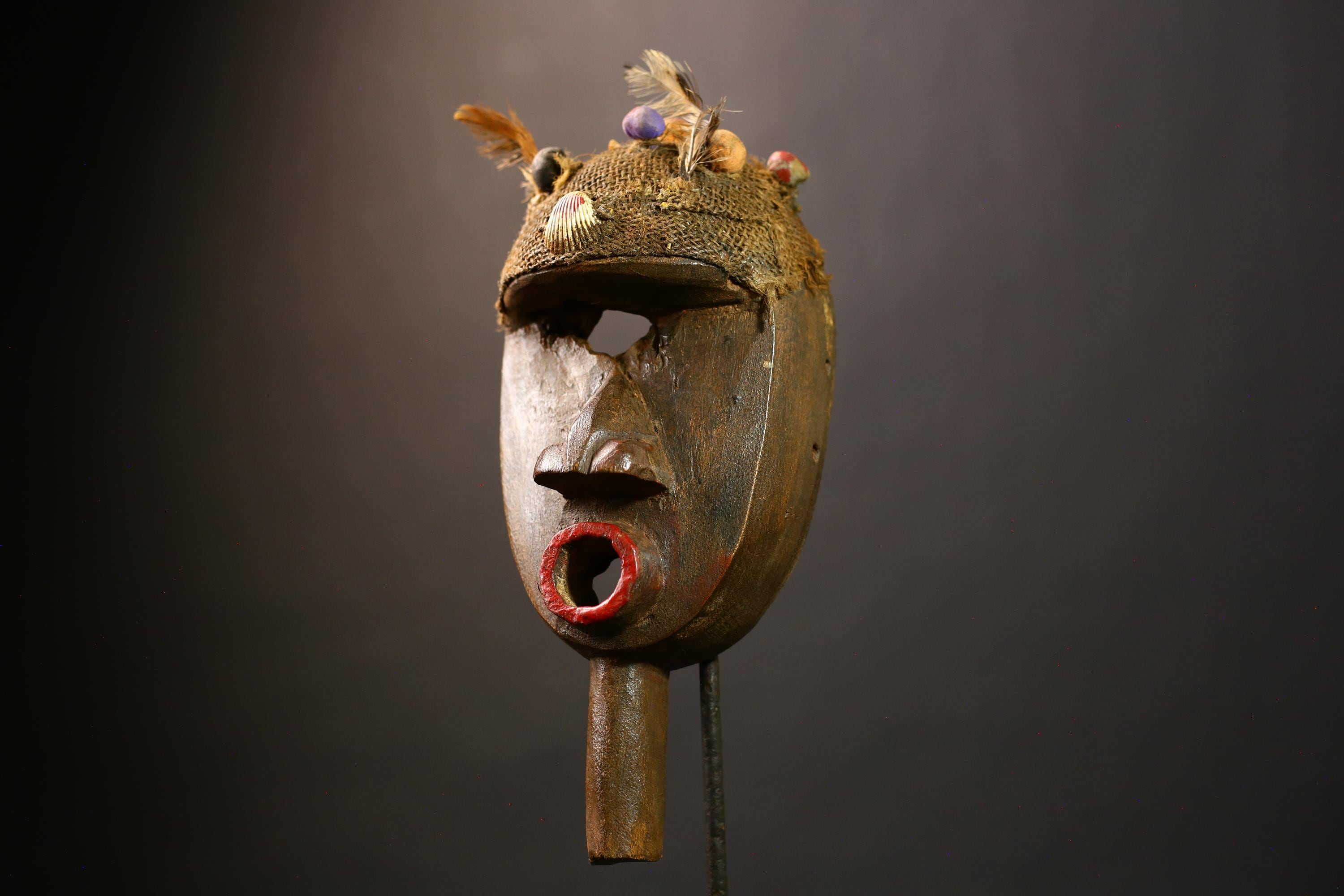 African Baluba Vintage Mask | Wood Art Carving | DRC Congo Wall Decor | Unique Tribal Mask | Handcrafted Collectible | Authentic Decor-G4555