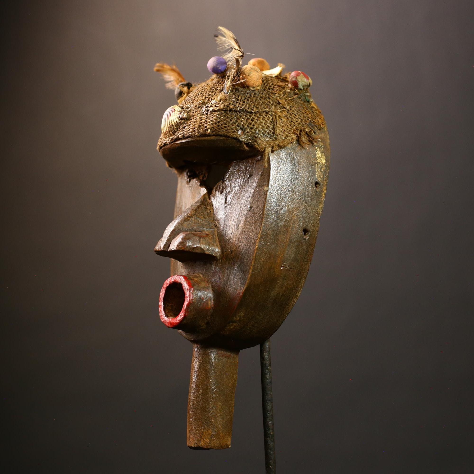 African Baluba Vintage Mask | Wood Art Carving | DRC Congo Wall Decor | Unique Tribal Mask | Handcrafted Collectible | Authentic Decor-G4555