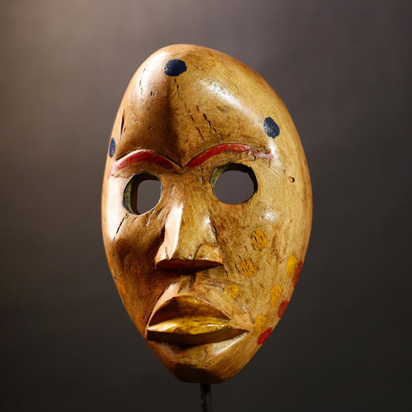 African Tribal Dan Mask | Vintage Hand Carved Wooden Wall Art | Unique Collectible for Home Decor | Ethnic Mask Decor Piece -G4565