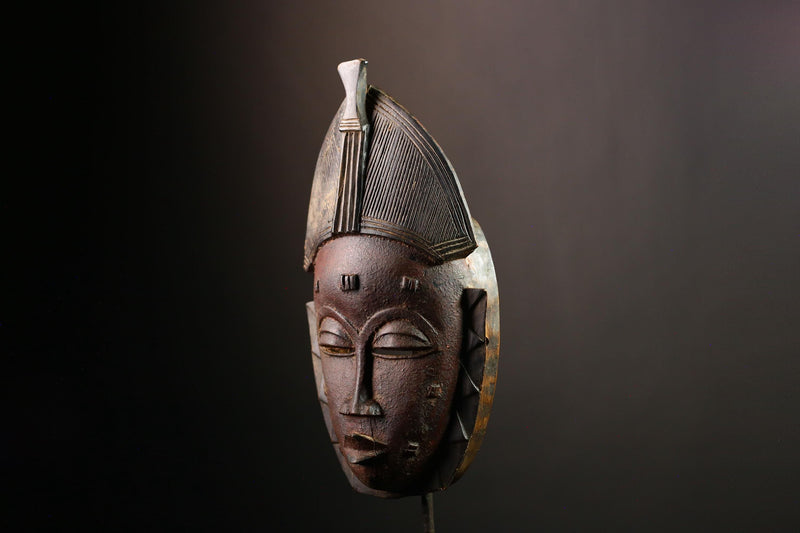 African Baule Carved Masks | Antique African Wall Hanging | Unique Guru Tribal Art | Handcrafted Decor Gift | Ethnic Home Accent-G1261