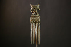 African Tribal Comb Sculpture | Handcrafted Figure Art from Ghana | Unique Gift | Decorative Hair Comb | Ethnic Home Accent-4183