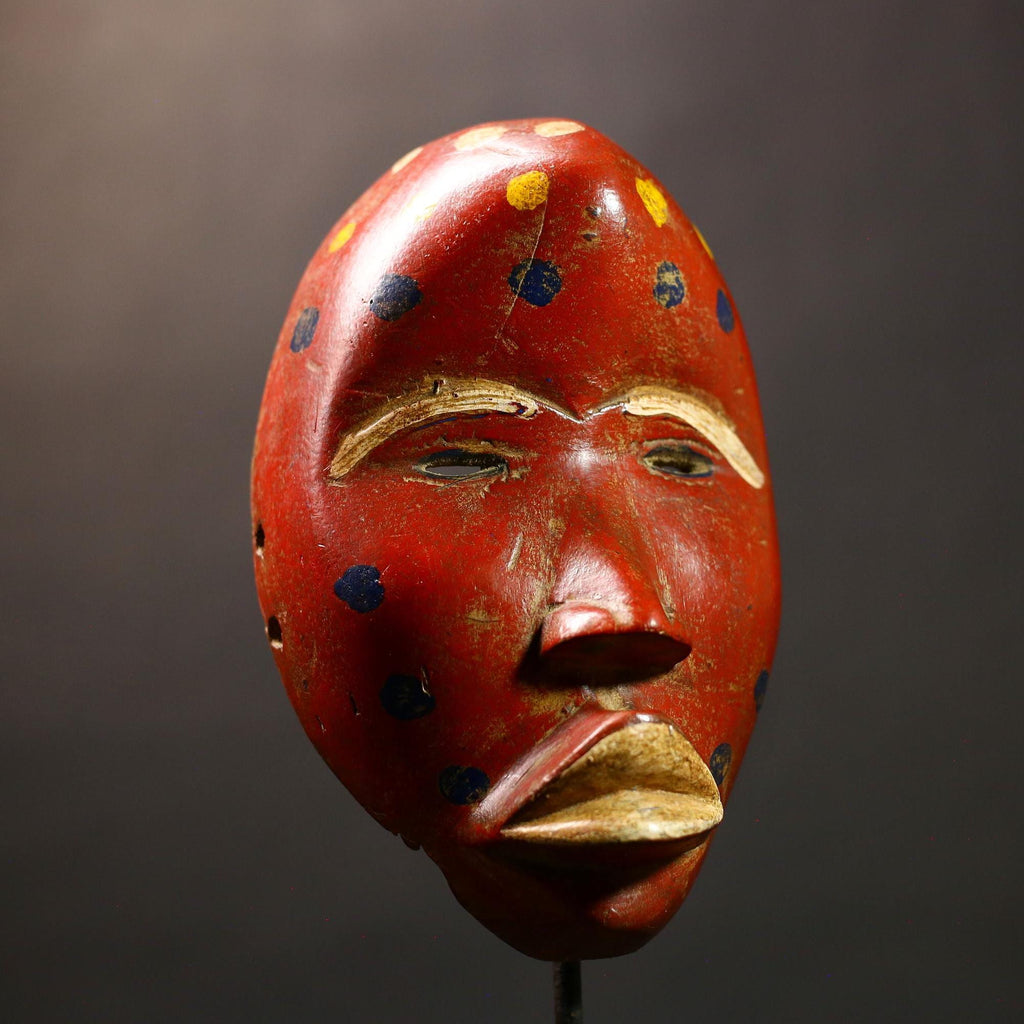 African Antique Dan Zakpai Wooden Mask Tribal Art | Unique Wall Hanging Decor | Authentic Ethnic Face Sculpture Collectible-G4583