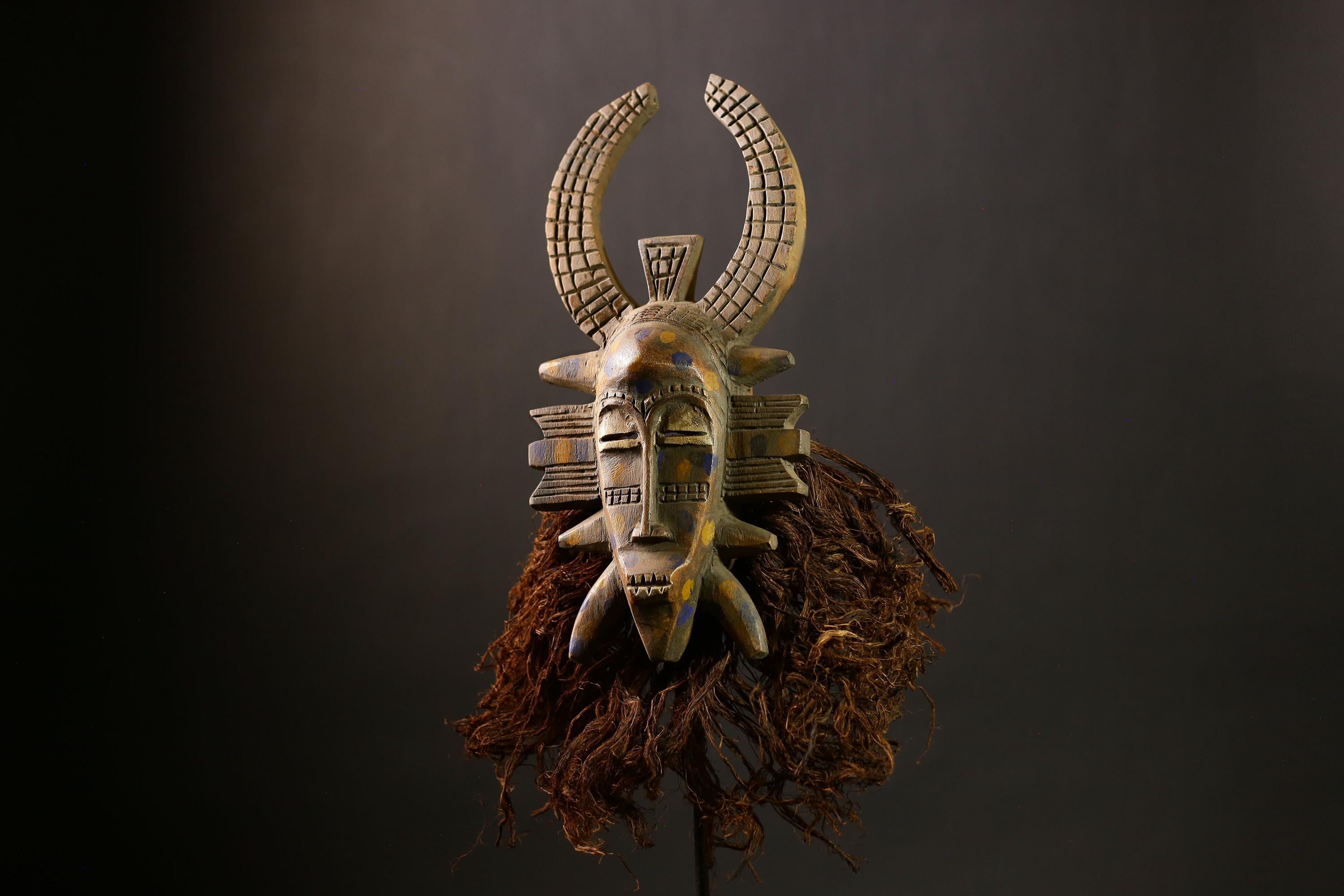 African Senufo Mask | Unique Wooden Tribal Wall Art | Home Decor Sculpture | Ethnic Art Piece | Artisan Crafted Gift-G4419