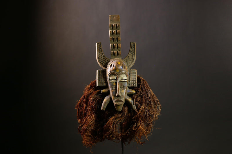 African Senufo Mask | Unique Wooden Tribal Wall Art | Authentic Home Decor | Handcrafted Ethnic Sculpture | Gift Idea For Art Lovers-G4417