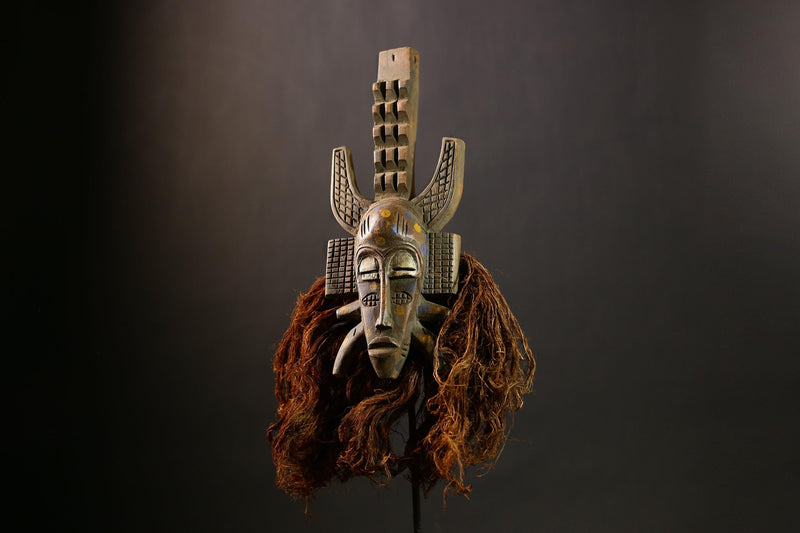 African Senufo Mask | Unique Wooden Tribal Wall Art | Authentic Home Decor | Handcrafted Ethnic Sculpture | Gift Idea For Art Lovers-G4417