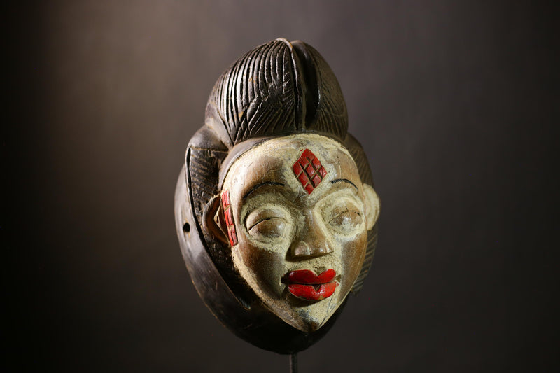 African Mask Wall Art Decor | Unique Gabon Sculpture | Vintage Ethnic Piece | Cultural Home Accent | Handmade Wall Hanging  -G4398