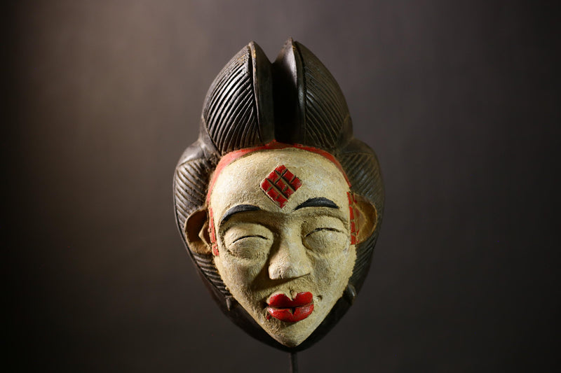 African Mask Wall Art Decor Unique Gabon Sculpture Mukudji Society | Handmade Ethnic Home Accent | Cultural Art Piece-G4394