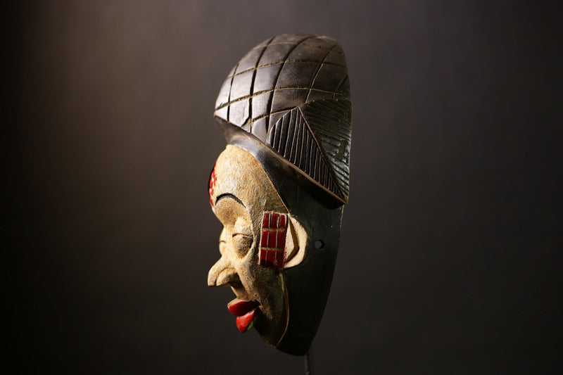 African Unique Wall Mask Art Decor Ethnic Society Gabon Sculpture | Handmade Cultural Piece | Decorative Home Accent-G4393