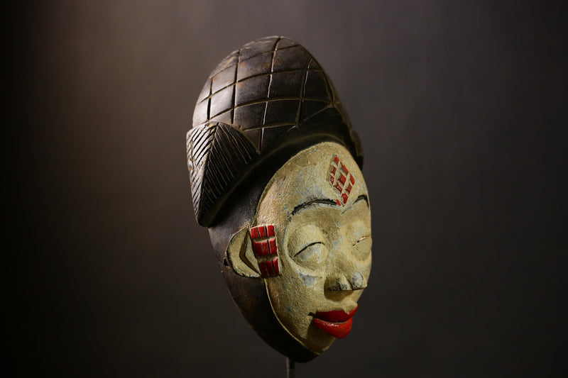 African Unique Wall Mask Art Decor Ethnic Society Gabon Sculpture | Handmade Cultural Piece | Decorative Home Accent-G4393