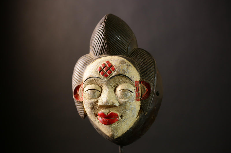 Antique African Wood Mask Tribal Art Baule Goli Face Mask Unique Home Decor | Handmade Ethnic Accent | Cultural Wall Art-G4392