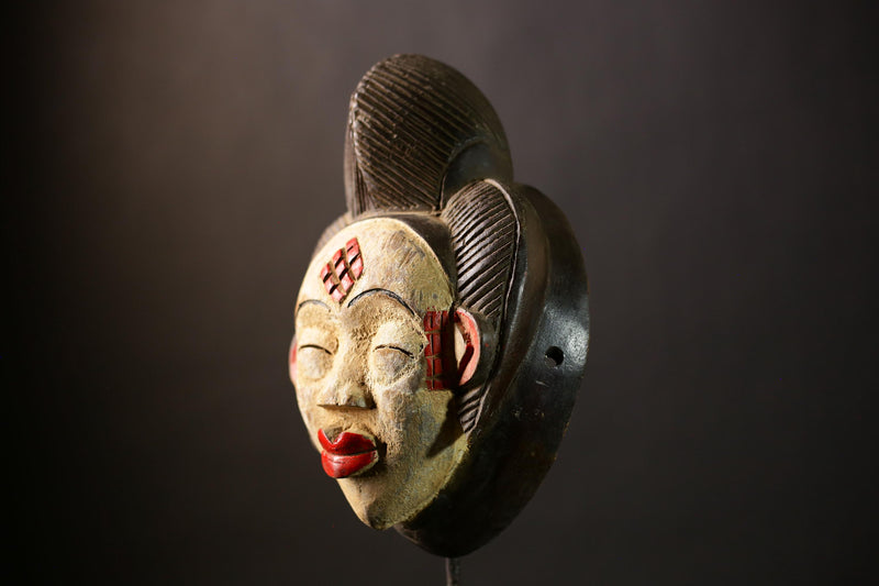 Antique African Wood Mask Tribal Art Baule Goli Face Mask Unique Home Decor | Handmade Ethnic Accent | Cultural Wall Art-G4392