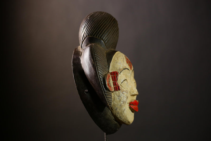 Antique African Wood Mask Tribal Art Baule Goli Face Mask Unique Home Decor | Handmade Ethnic Accent | Cultural Wall Art-G4392