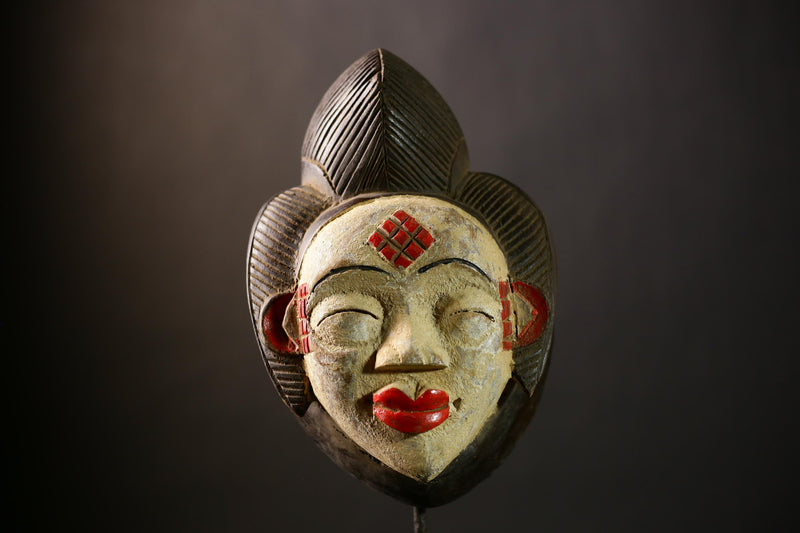 Antique African Wood Mask Tribal Art Baule Goli Face Mask Unique Home Decor | Handmade Ethnic Accent | Cultural Wall Art-G4392