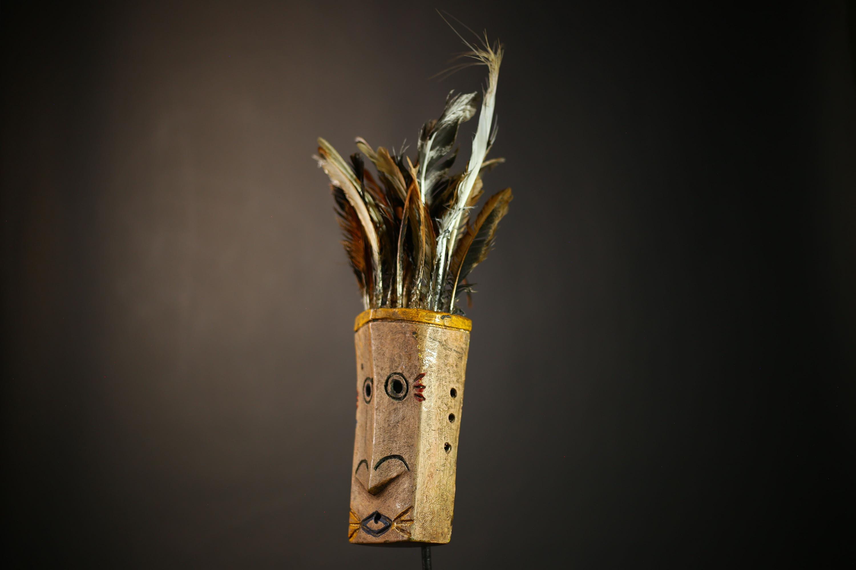 African Liberian Grebo Mask Unique Handcrafted Wooden Tribal Wall Art Decor | Authentic Cultural Home Accent | Vintage Collectible Art-G4603