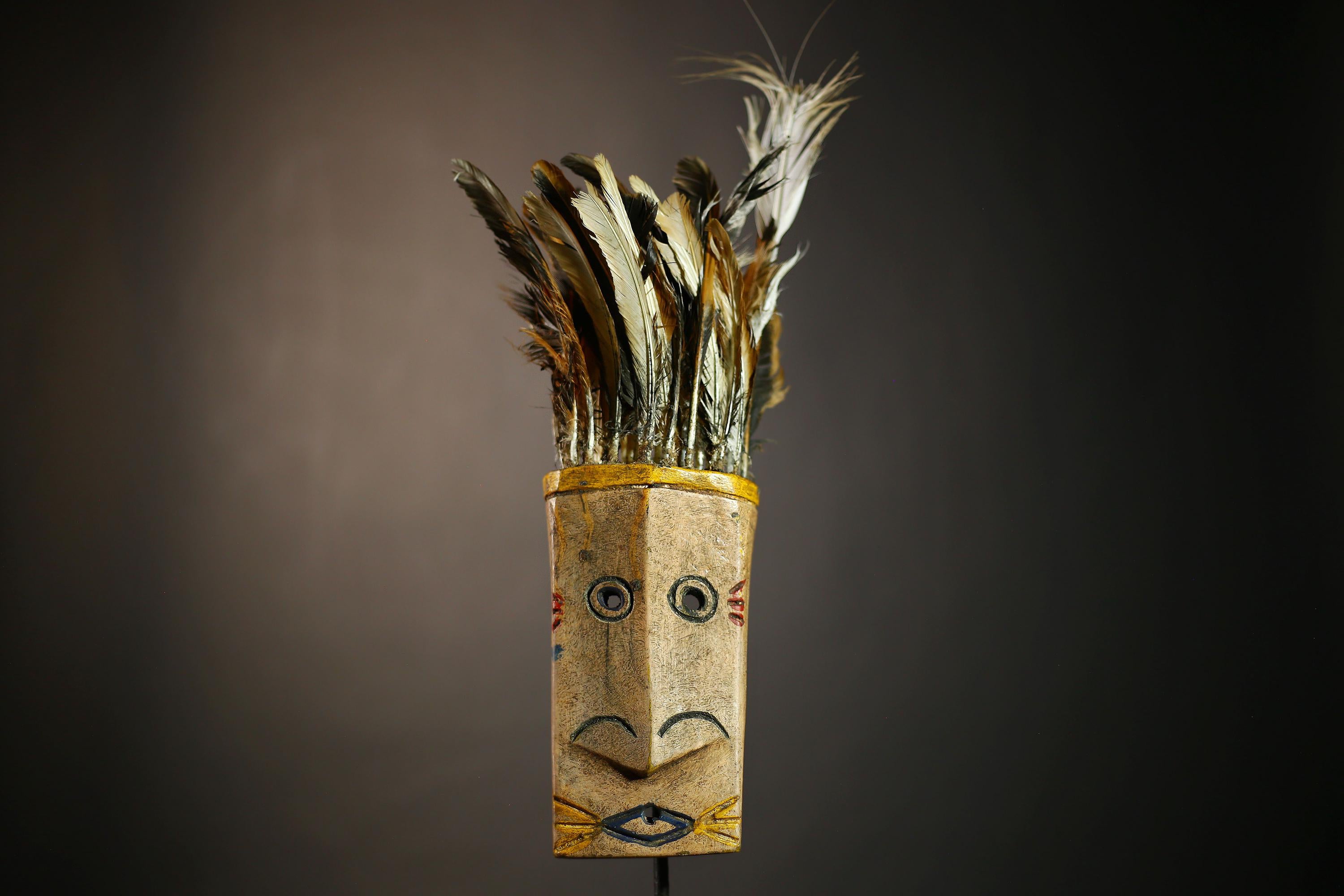 African Liberian Grebo Mask Unique Handcrafted Wooden Tribal Wall Art Decor | Authentic Cultural Home Accent | Vintage Collectible Art-G4603