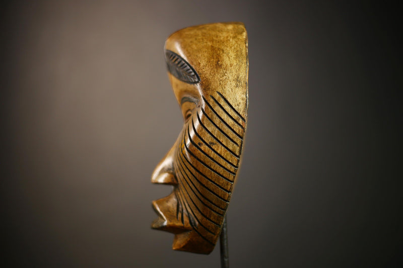 African Carved Tribal Mask | Authentic Wall Decor | Unique Dan Art | Handmade Ethnic Face | Decorative Home Accent-G4596