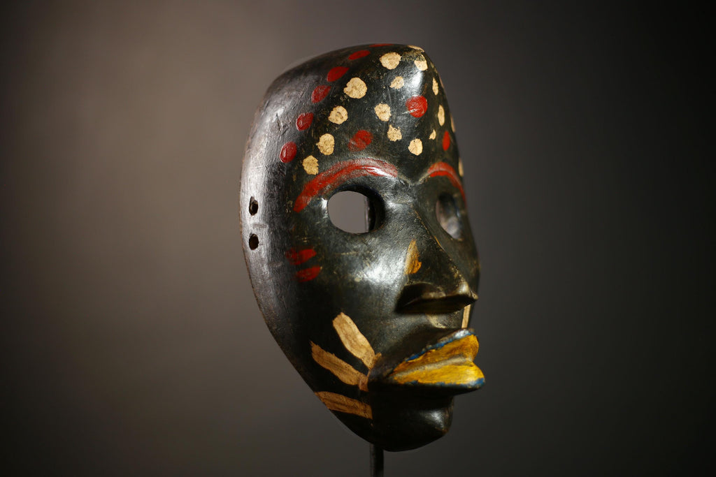 African Mask Tribal Wood | Hand Carved Wall Art | Authentic Dan Decor | Ethnic Face Sculpture | Cultural Home Accent | Collectible -G4595