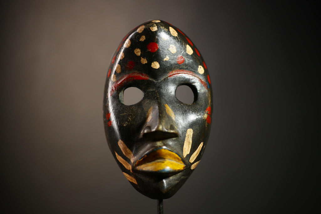 African Mask Tribal Wood | Hand Carved Wall Art | Authentic Dan Decor | Ethnic Face Sculpture | Cultural Home Accent | Collectible -G4595