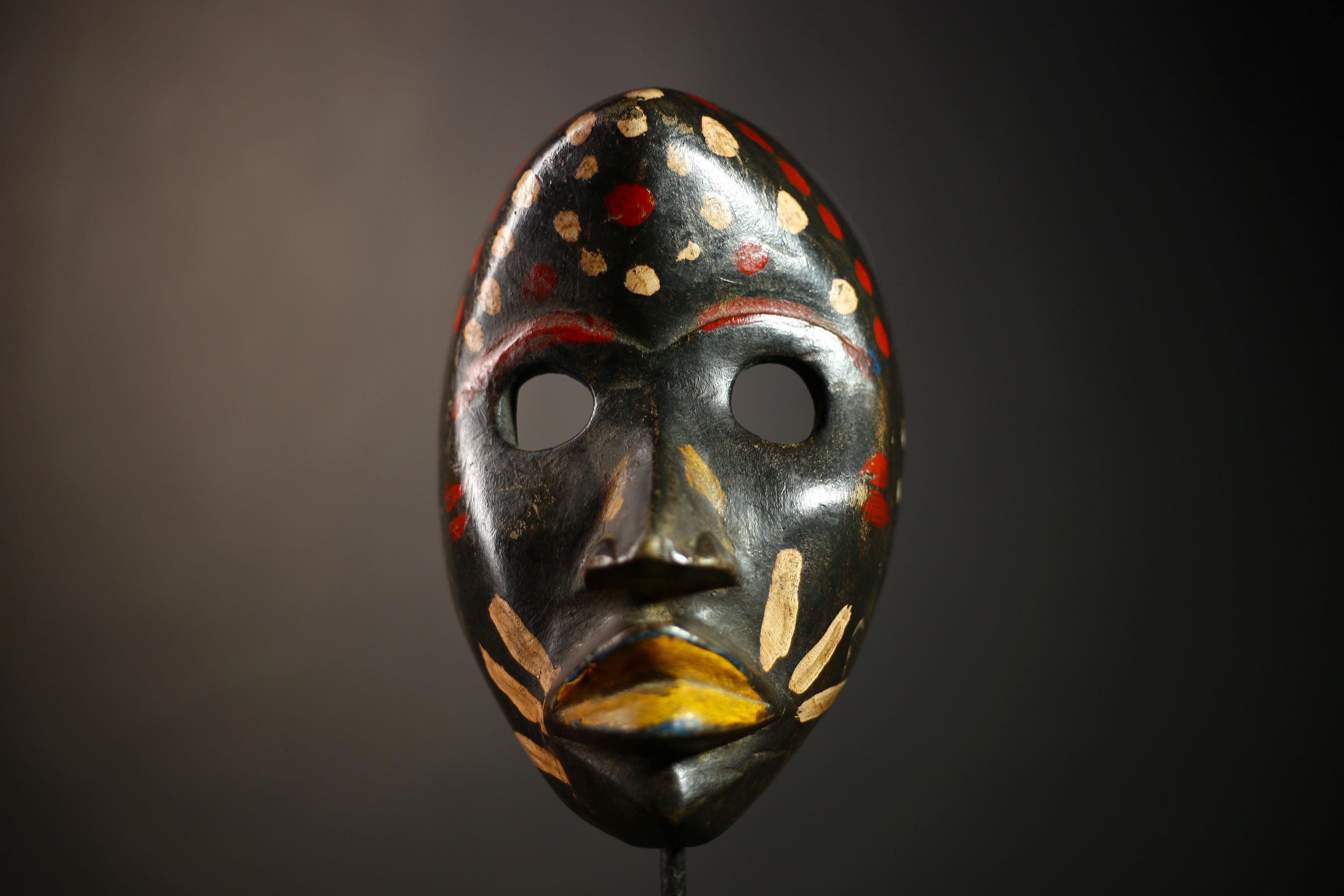 African Mask Tribal Wood | Hand Carved Wall Art | Authentic Dan Decor | Ethnic Face Sculpture | Cultural Home Accent | Collectible -G4595
