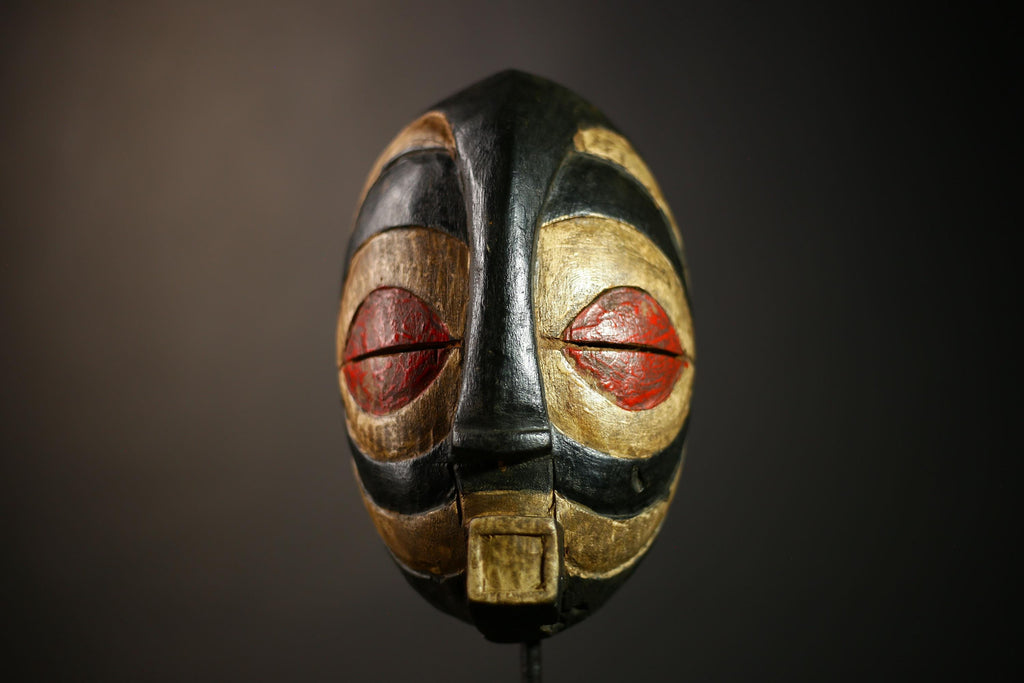 African Antique Mask | Carved Wooden Wall Art | Unique Luba Songye Decor | Tribal Face Sculpture | Ethnic Home Accent | Collectible-G4592