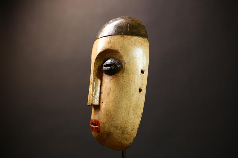 African Lega Mask Wood | Hand Carved Tribal Face | Wall Hanging | Authentic Art Decor | Cultural Home Accent | Collectible Artifact-G4590