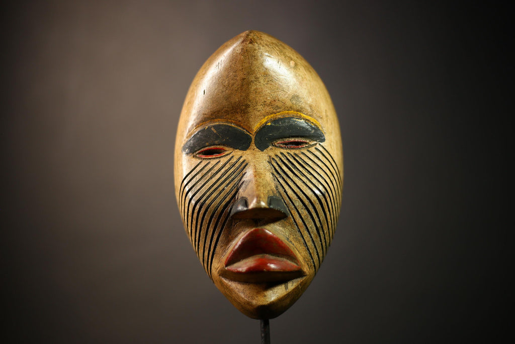 African Carved Tribal DAN Mask Wall Art Decor Unique Home Accent Piece | Authentic Tribal Decor | Wall Hanging Mask Art-G4611
