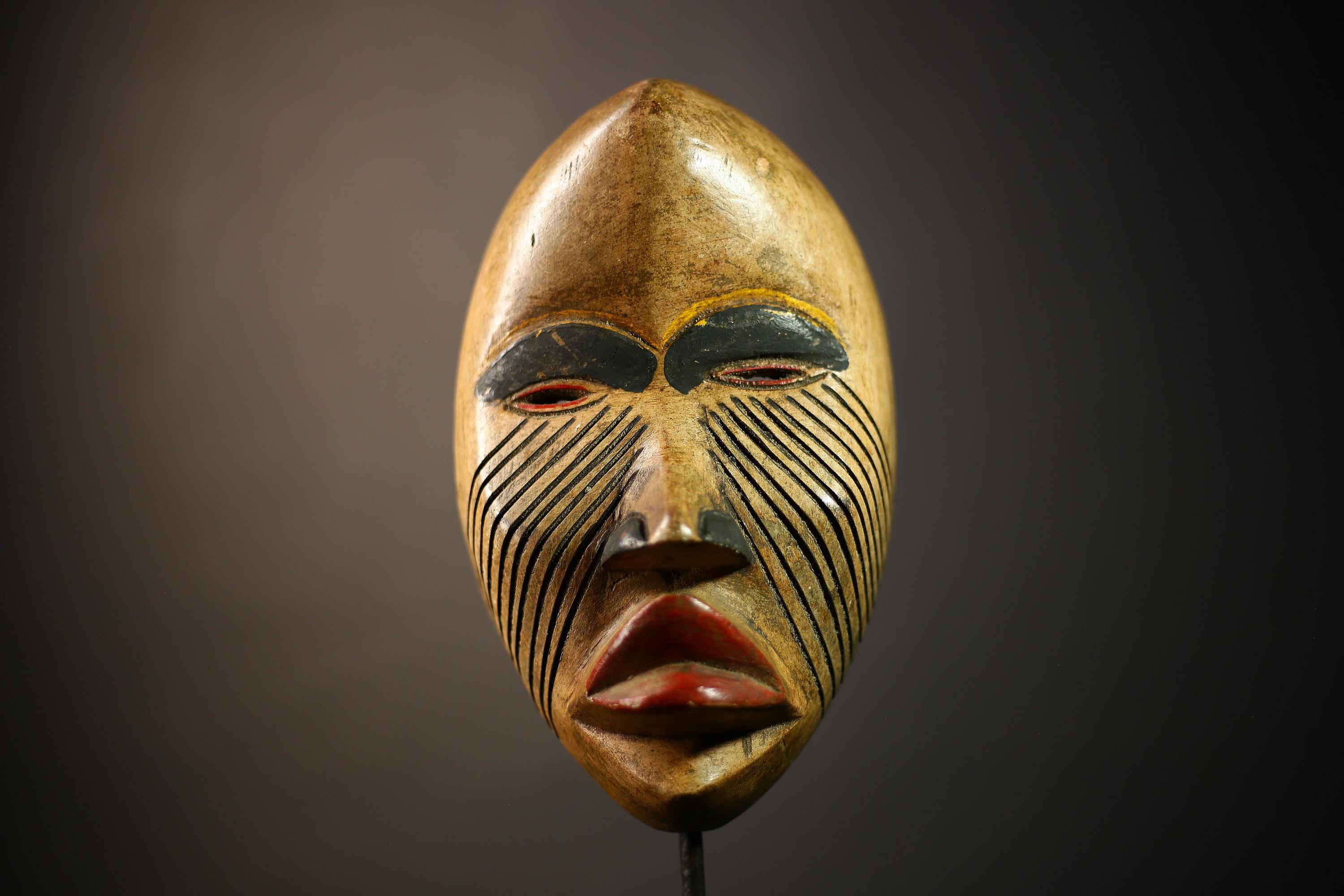 African Carved Tribal DAN Mask Wall Art Decor Unique Home Accent Piece | Authentic Tribal Decor | Wall Hanging Mask Art-G4611