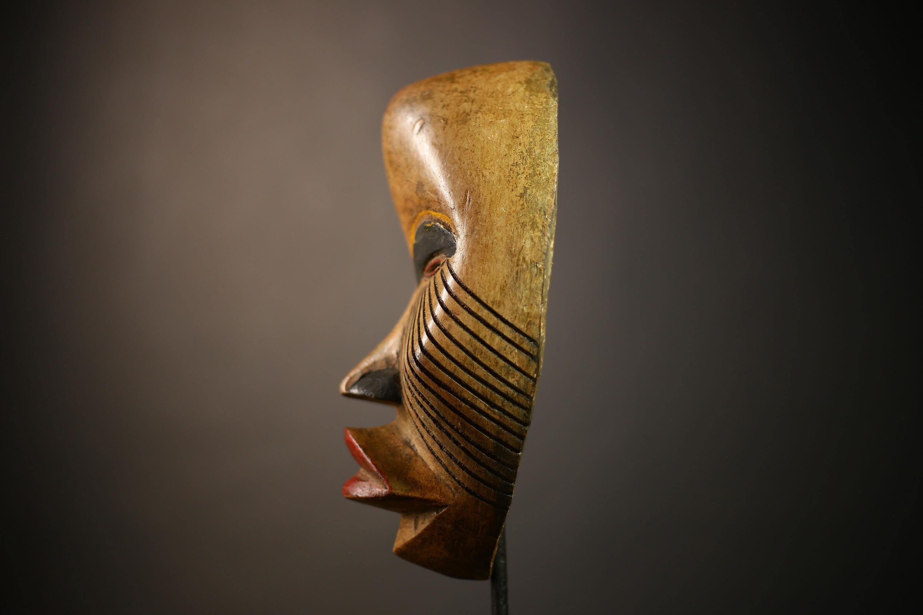 African Carved Tribal DAN Mask Wall Art Decor Unique Home Accent Piece | Authentic Tribal Decor | Wall Hanging Mask Art-G4611