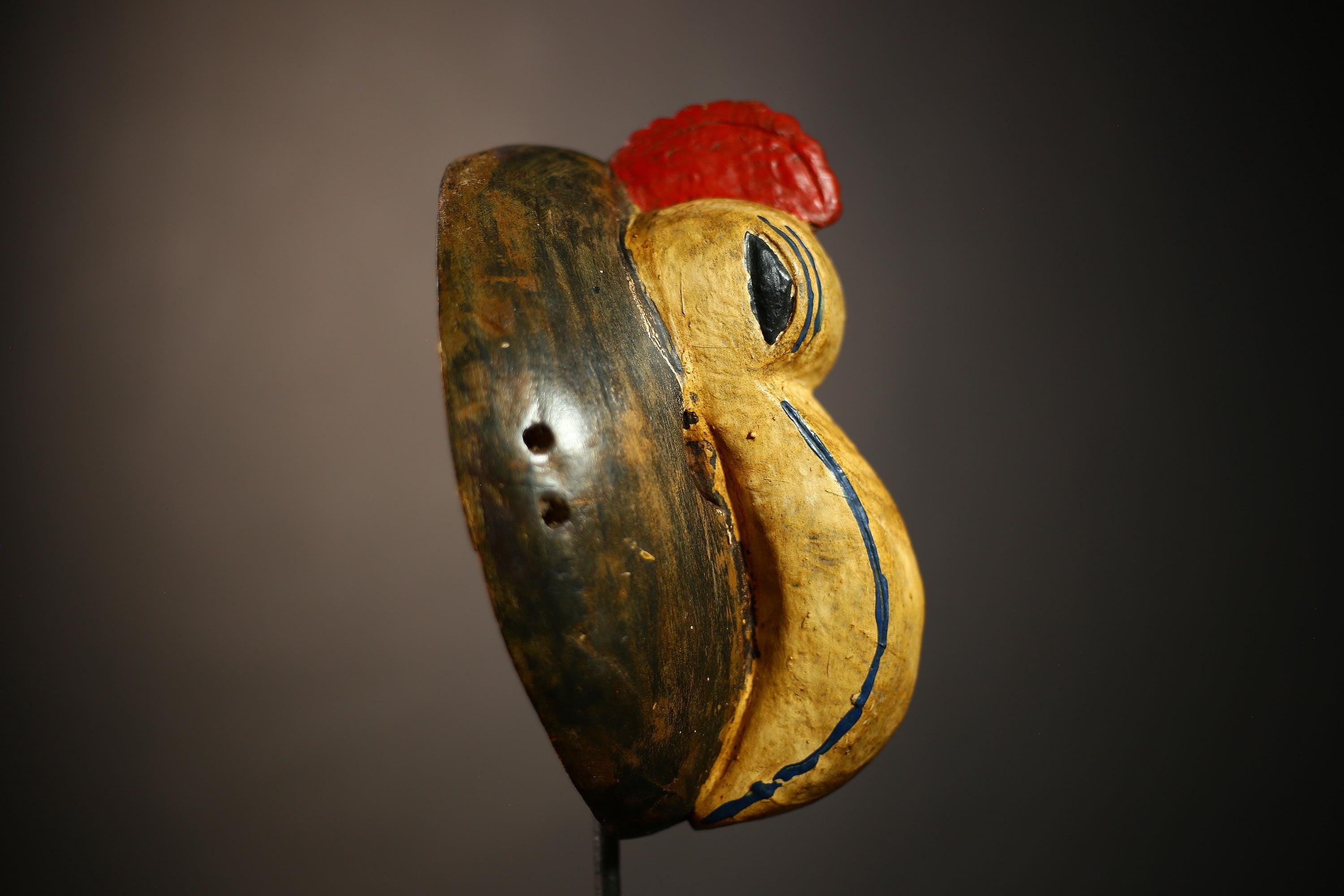 African Baule Mask Vintage Hand Carved Wall Art Unique Bidjogo Decor Piece | Authentic Tribal Artifact | Ethnic Home Accent-G4609