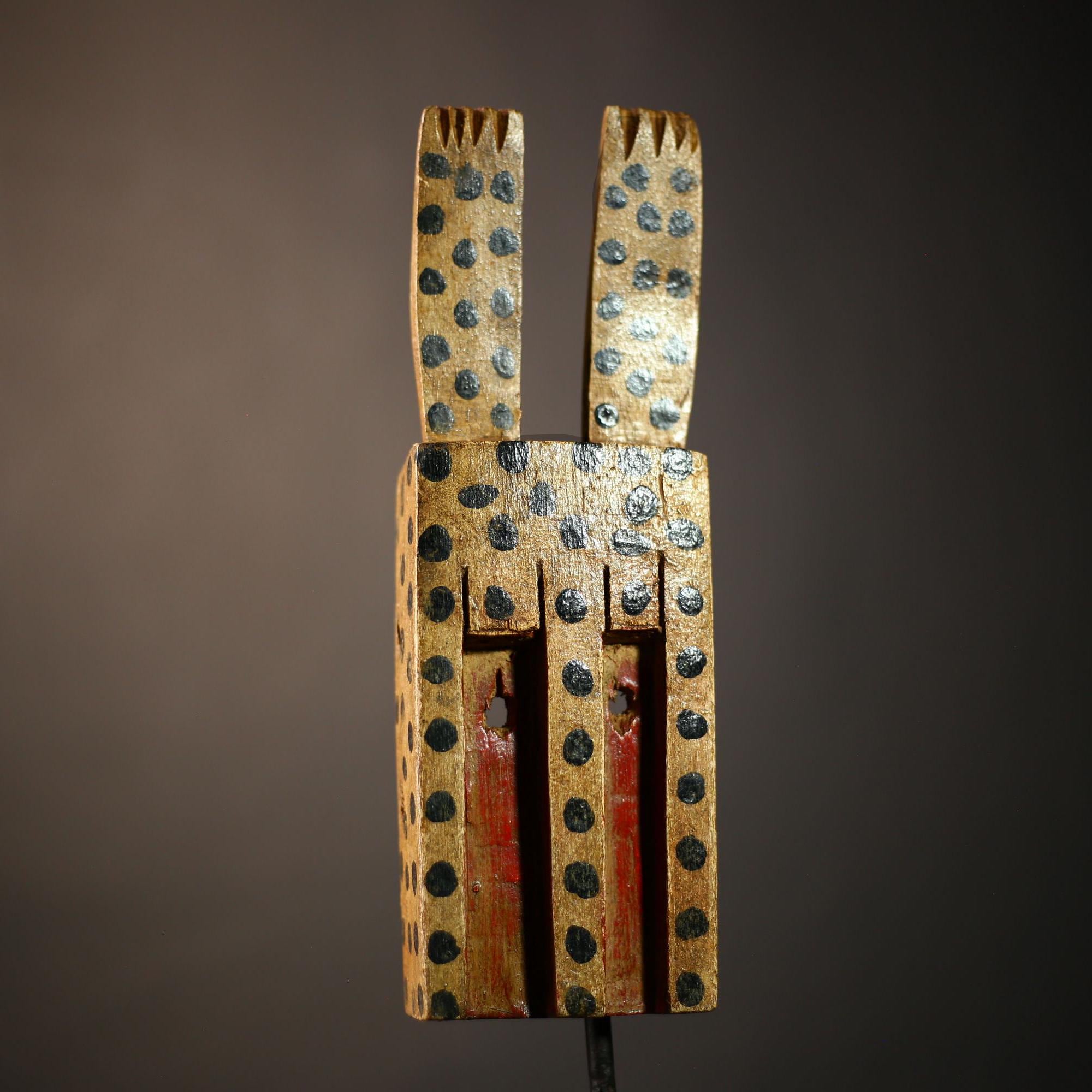 African Dogon Walu Rabbit Mask Hand Carved Art Decor Vintage Home Accent | Unique Tribal Mask | Wall Hanging Art from Africa-G4619