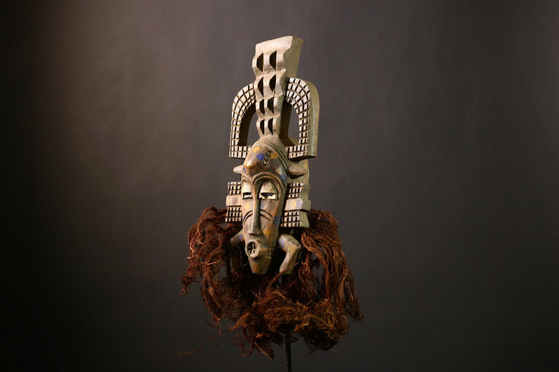 African Senufo Mask | Hand Carved Wooden Art | Tribal Folk Decor | Unique Wall Hanging Piece | Authentic Ethnic Home Display-G4464