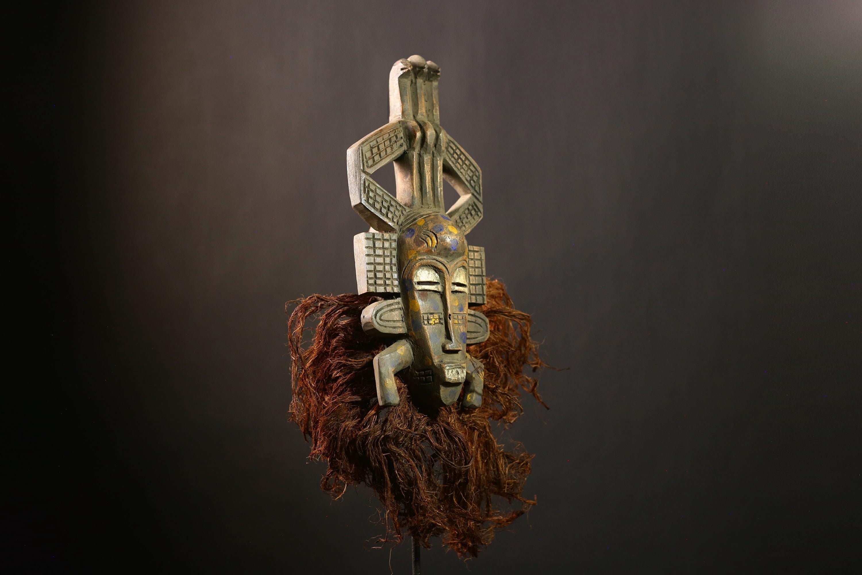 African Vintage Senufo Mask | Unique Wood Art Piece | Tribal Face Decor | Authentic Home Decoration | Cultural Wall Display Art-G4457