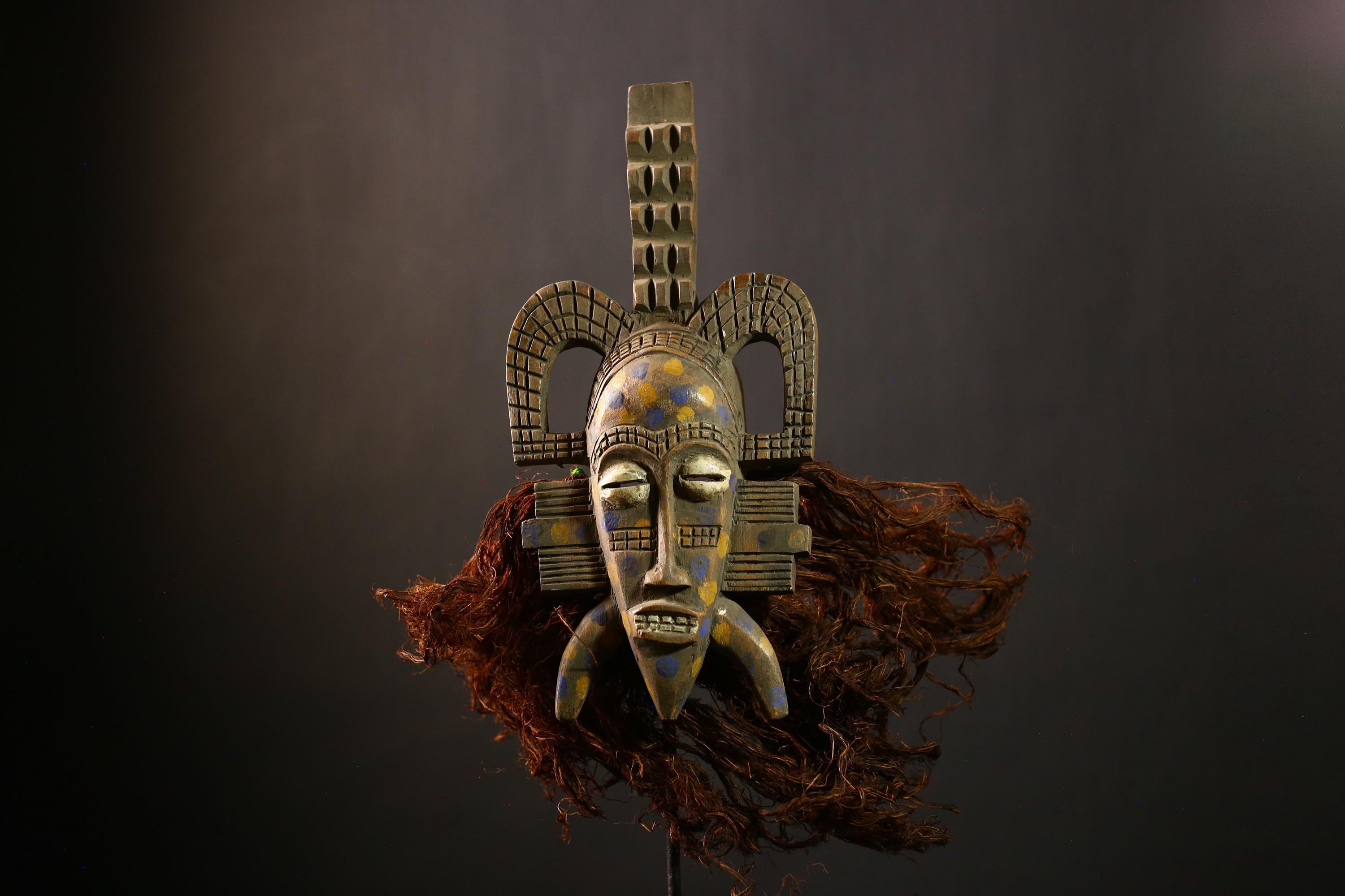 African Vintage Senufo Mask | Unique Wood Art Decor | Authentic Tribal Face Mask | Cultural Home Decoration | Handcrafted Ethnic Art -G4456