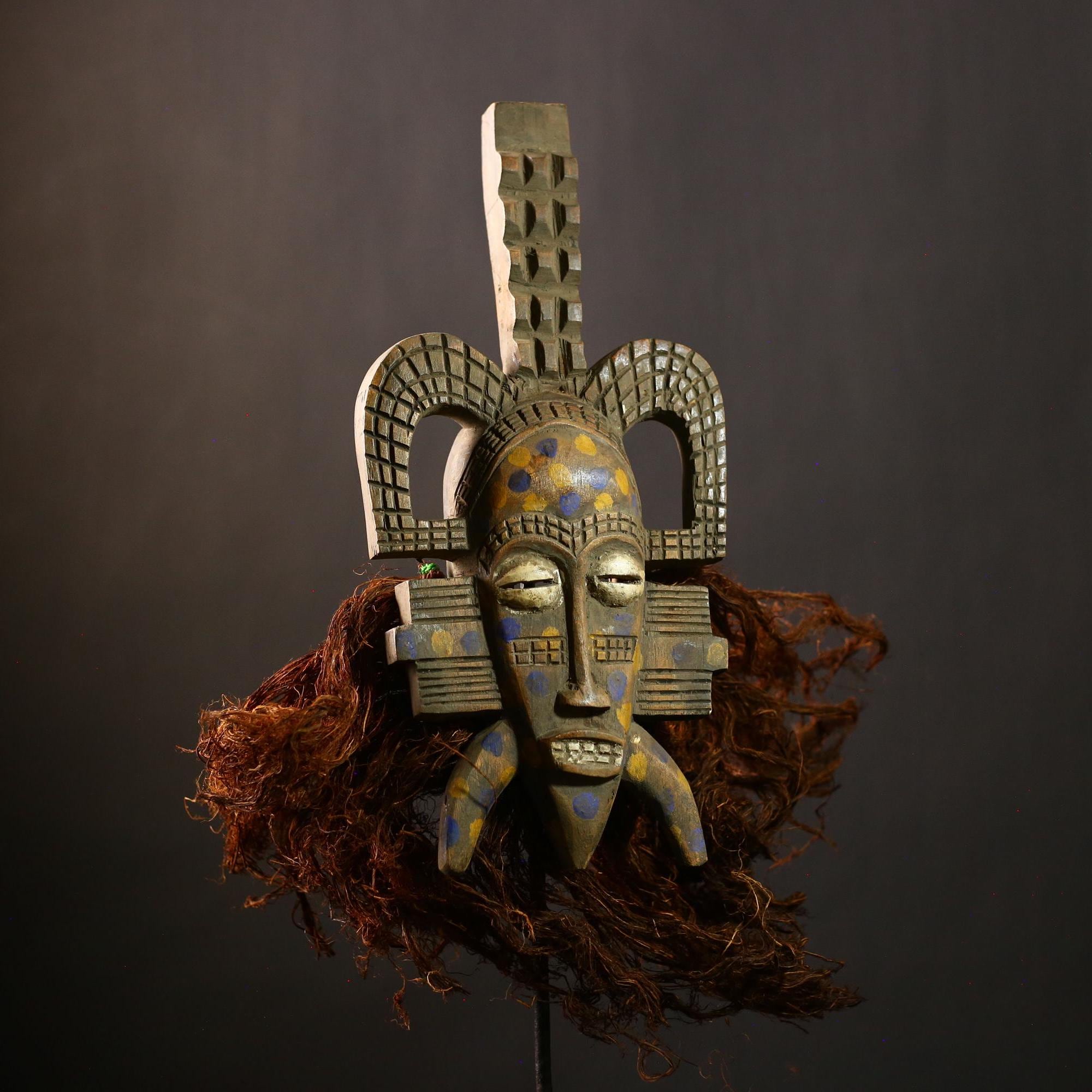 African Vintage Senufo Mask | Unique Wood Art Decor | Authentic Tribal Face Mask | Cultural Home Decoration | Handcrafted Ethnic Art -G4456
