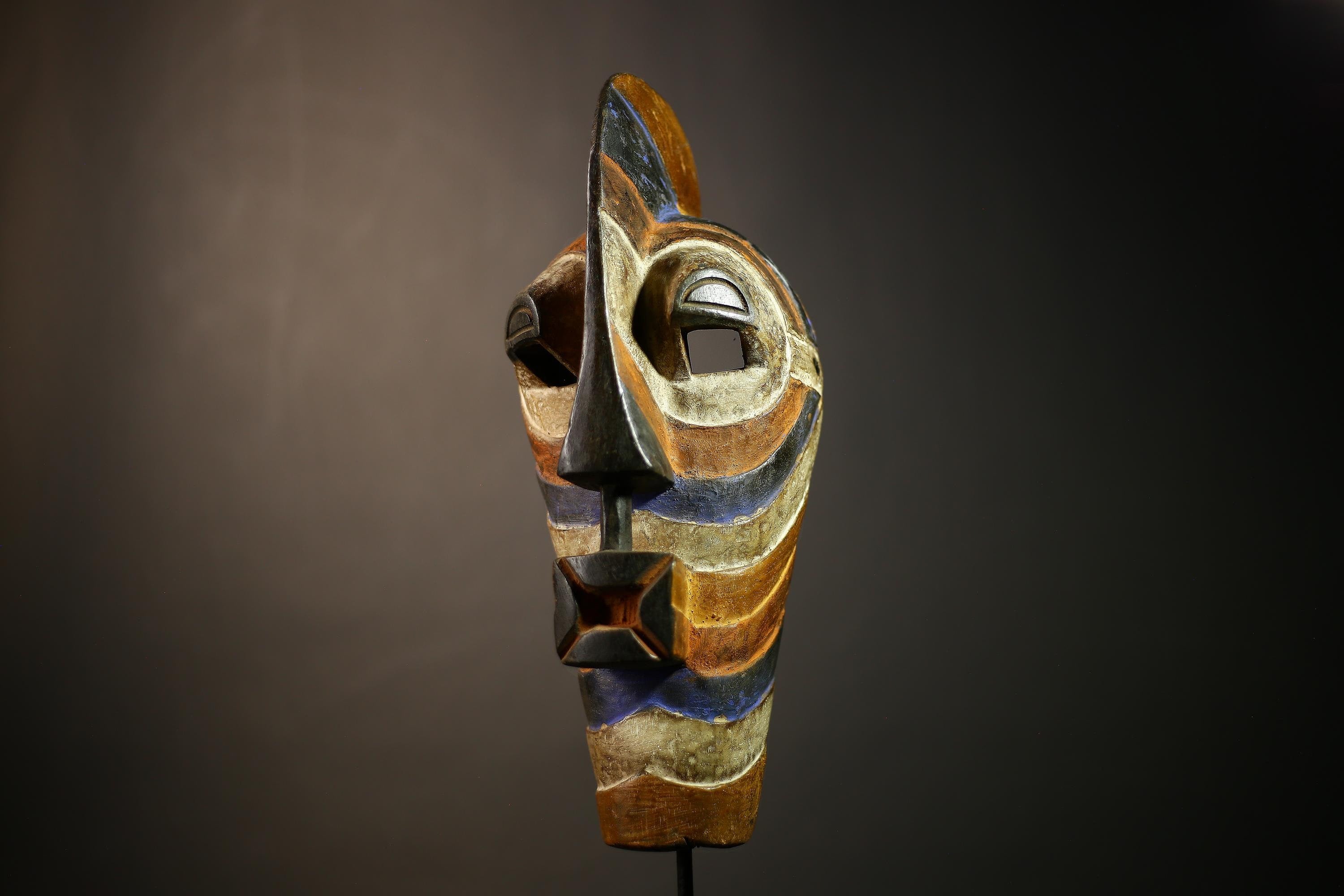 African Songye Mask | Vintage Hand Carved Art | Wooden Tribal Decor | Kifwebe Wall Art | Unique Home Accent | Ethnic Gift Idea-G4624