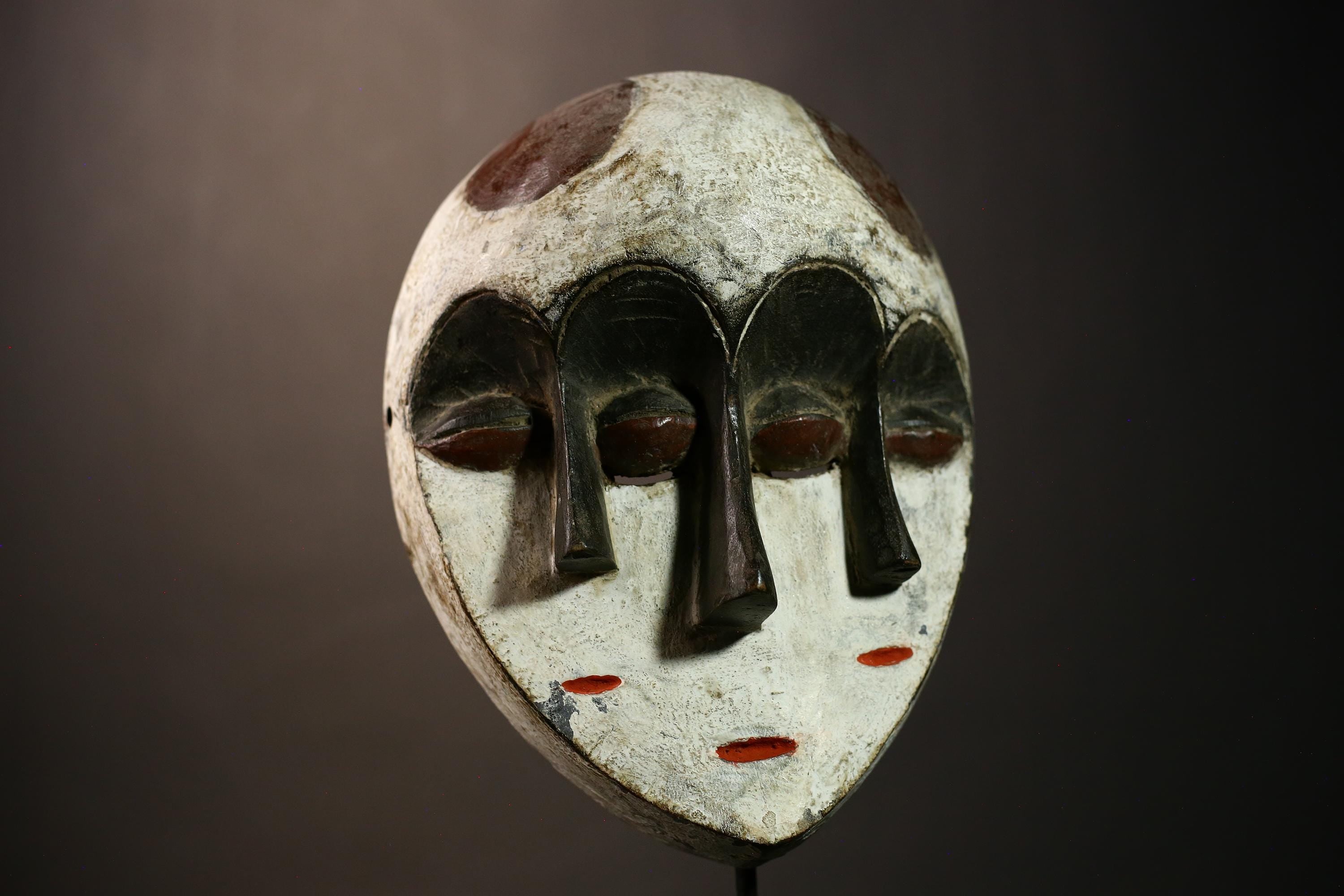 African Mask Art | Vintage Lega Multi Eyes | Congo Tribal Wall Décor | Handcrafted African Heritage | Unique Cultural Home Accent -G4628