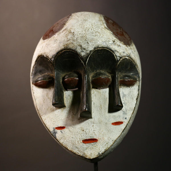 African Mask Art | Vintage Lega Multi Eyes | Congo Tribal Wall Décor | Handcrafted African Heritage | Unique Cultural Home Accent -G4628