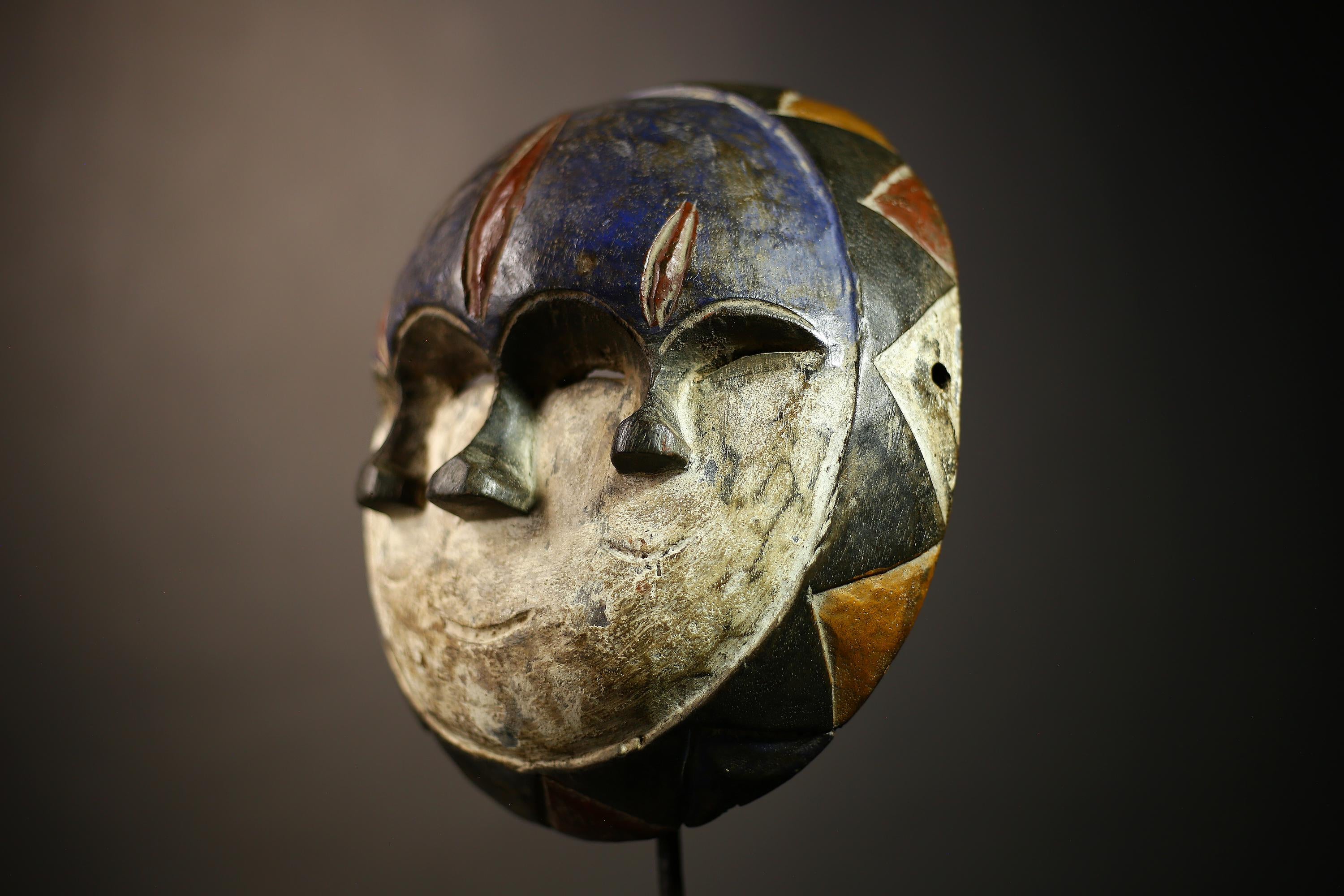 African Vintage Mask Art | Lega Multi Eyes | Unique Congo Tribal Wall Decor | Handmade Accent for Home | Ethnic Wall Hanging-G4627