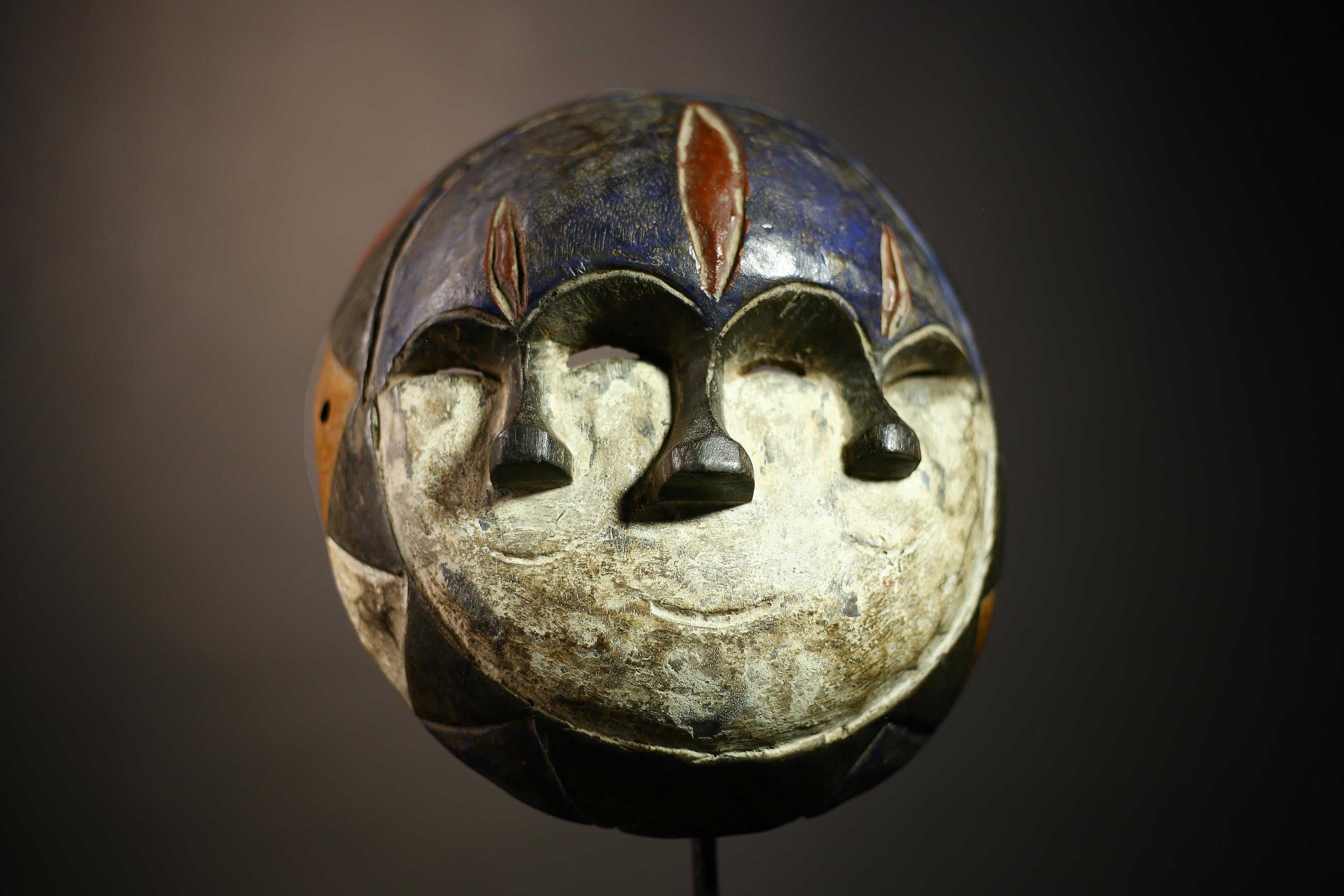 African Vintage Mask Art | Lega Multi Eyes | Unique Congo Tribal Wall Decor | Handmade Accent for Home | Ethnic Wall Hanging-G4627