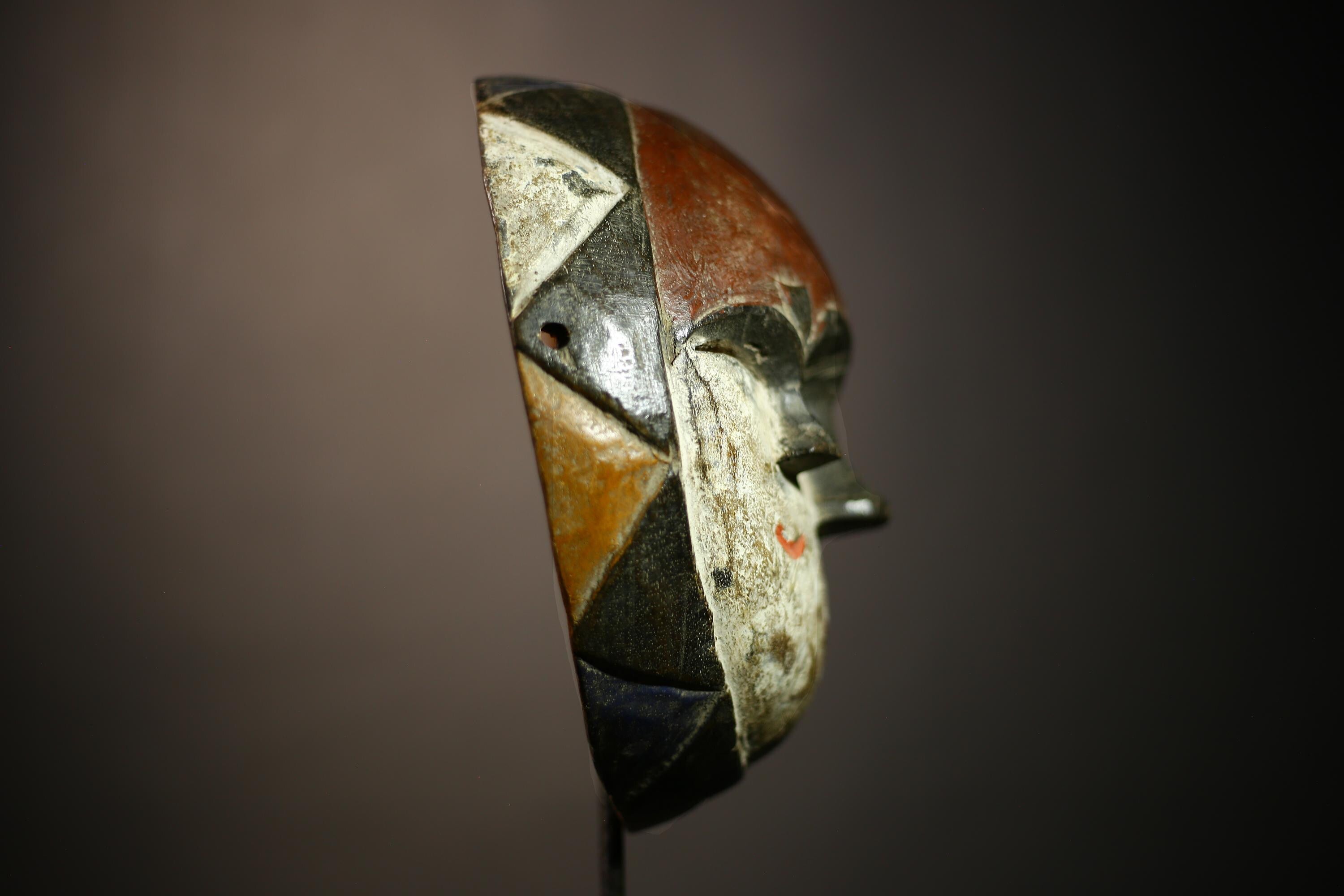 African Vintage Mask Art | Lega Multi Eyes Design | Handcrafted Tribal Wall Decor | Unique Collectible Art Piece | Ethnic Home Accent-G4626