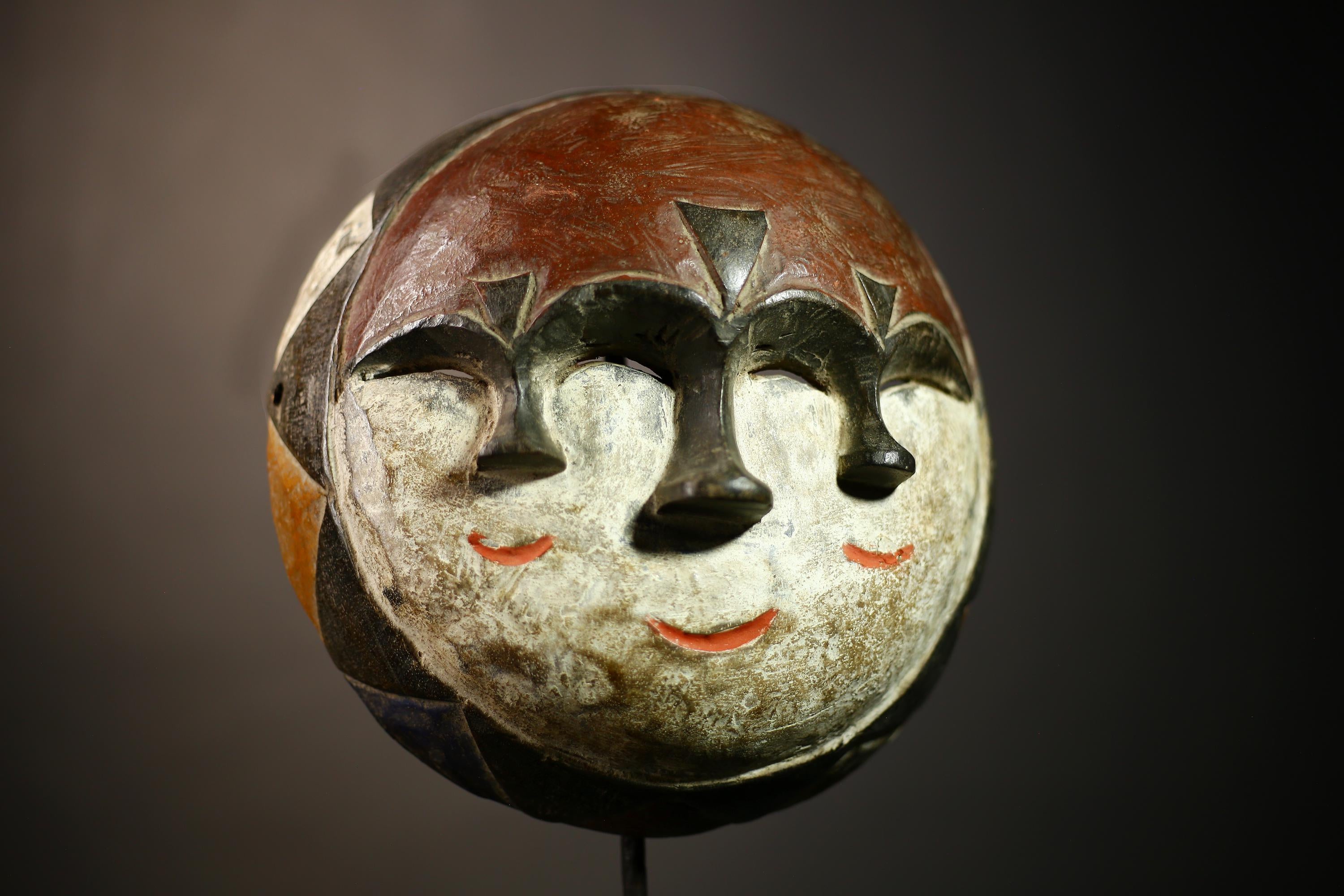 African Vintage Mask Art | Lega Multi Eyes Design | Handcrafted Tribal Wall Decor | Unique Collectible Art Piece | Ethnic Home Accent-G4626