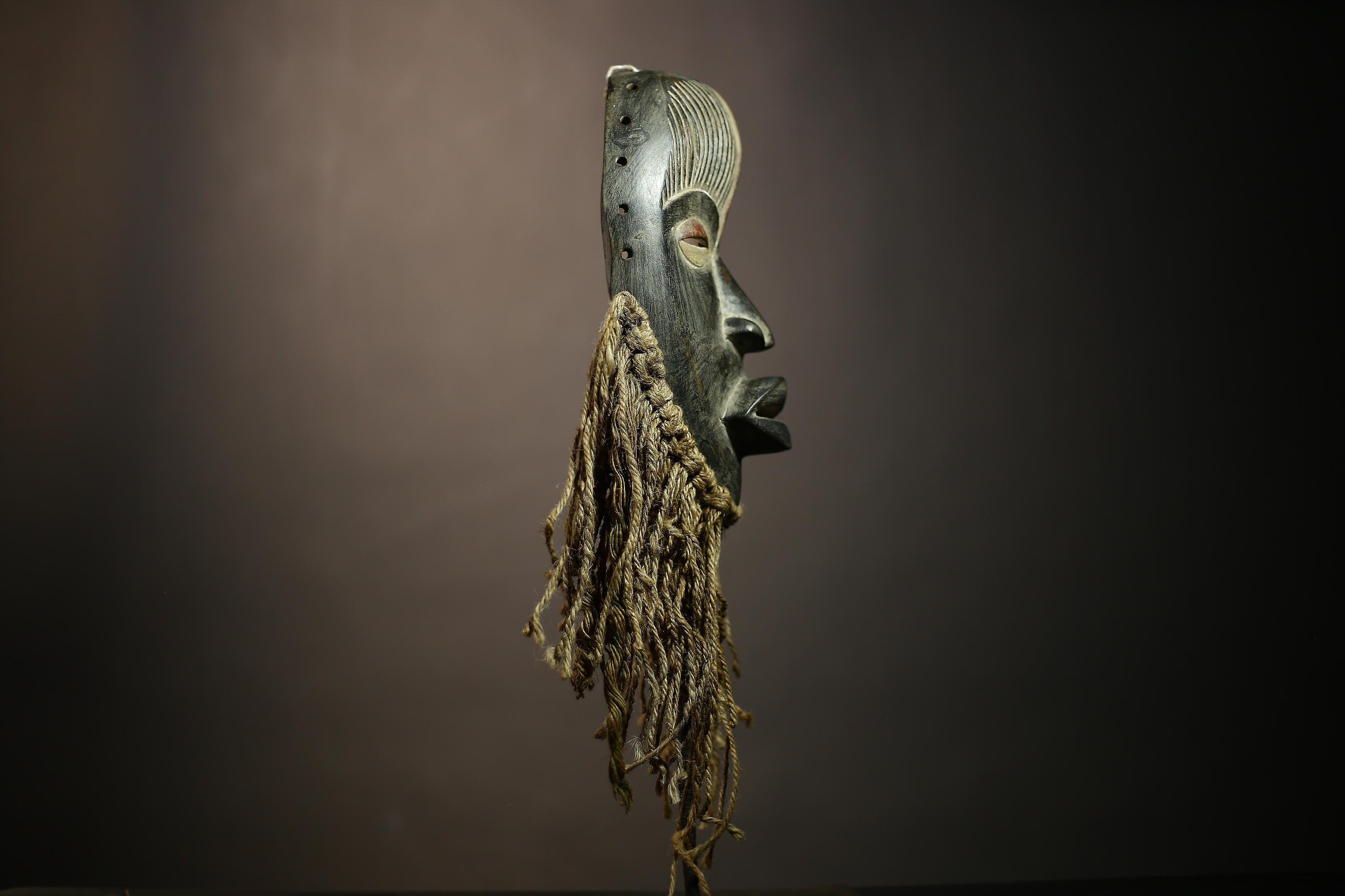 African Dan Mask Vintage Wall Hanging | Hand Carved Tribal Art Decor | Unique Ethnic Home Accent | Collectible Wall Decor -G4635