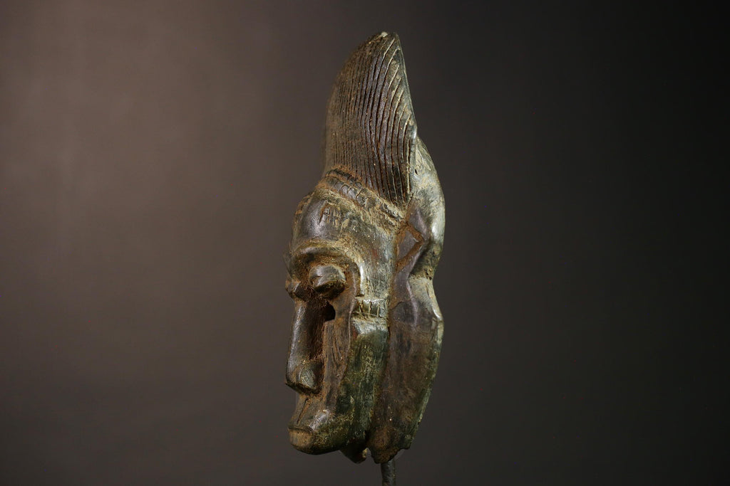 African Baule Mask Hand Carved Tribal Face Art Unique Wood Wall Decor Accent | Ethnic Home Decor | Artisan Handmade Sculpture-G4634