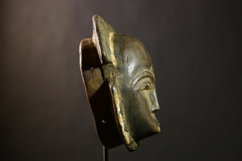 African Baule Mask Hanging Face Unique Tribal Art Collectible Home Decor | Ethnic Wall Art | Cultural Decor | Artisan Crafted Piece -7525