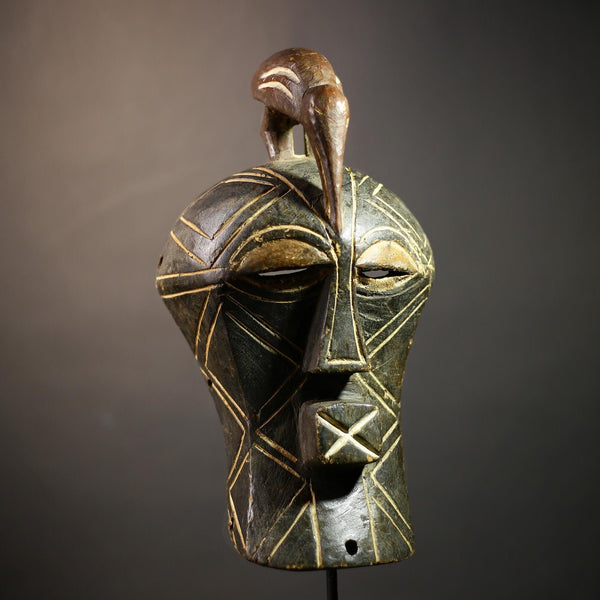 African Songye Mask Art | Unique Congo Tribal Wooden Wall Decor | Ethnic Home Accent | Handcrafted Cultural Decor Piece-G4642