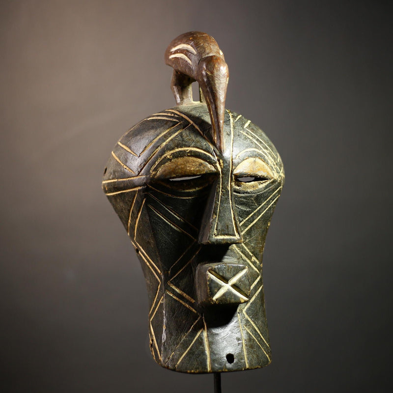 African Songye Mask Art | Unique Congo Tribal Wooden Wall Decor | Ethnic Home Accent | Handcrafted Cultural Decor Piece-G4642