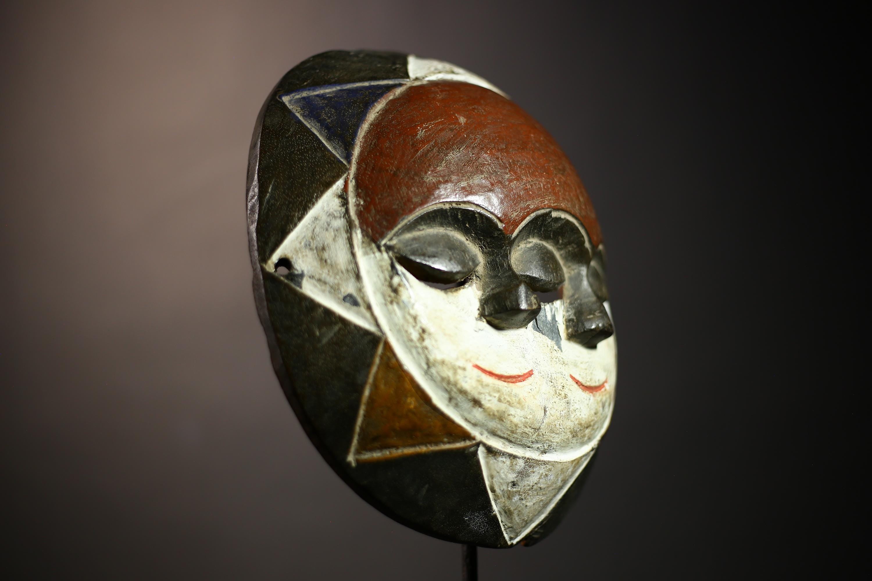 African Vintage Mask | Superb Lega Multi Eyes Design | Handcrafted Tribal Art | Unique Cultural Wall Decor | Ethnic Heritage Piece-G4657