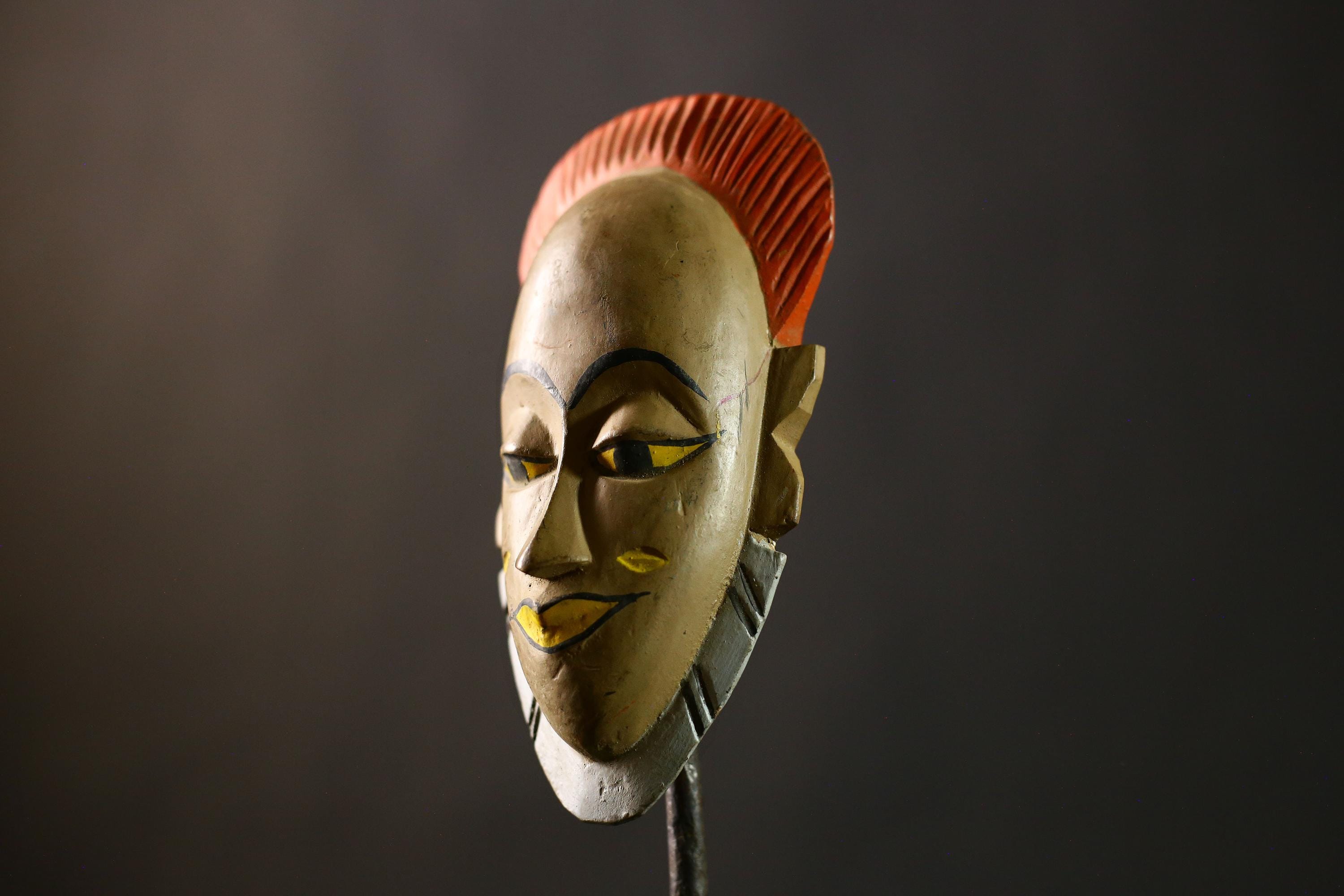 Authentic African Decor | Hand Carved Mask Art | Guro Zuzu Wall Piece | Painted Ethnic Mask | Unique African Wall Décor | Collectible -3045