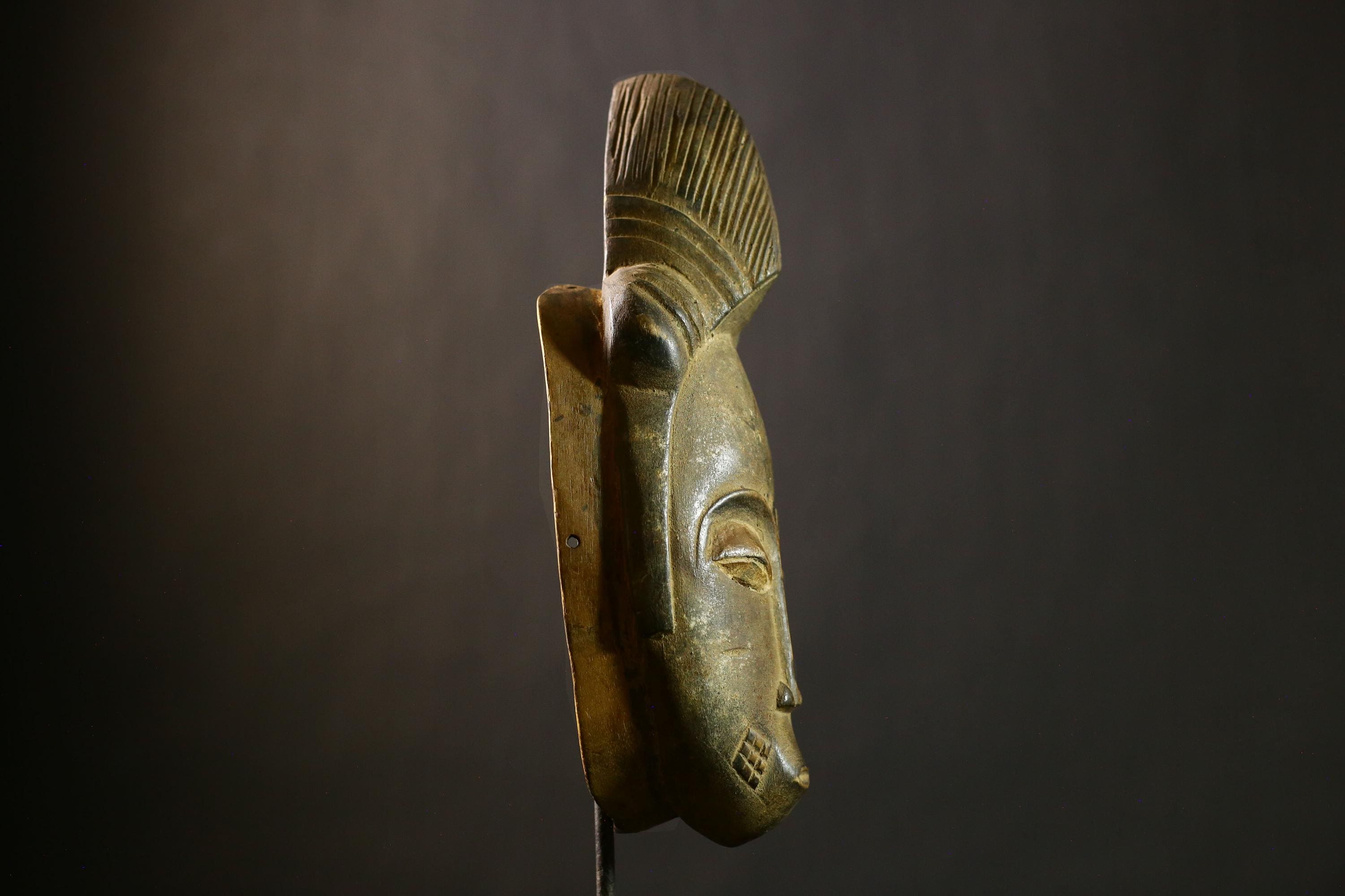 Handmade African Baule Mask | Carved Wood Tribal Art | Unique Wall Decor | Collectible Ethnic Mask | Artisan Crafted Decor | Art -7520