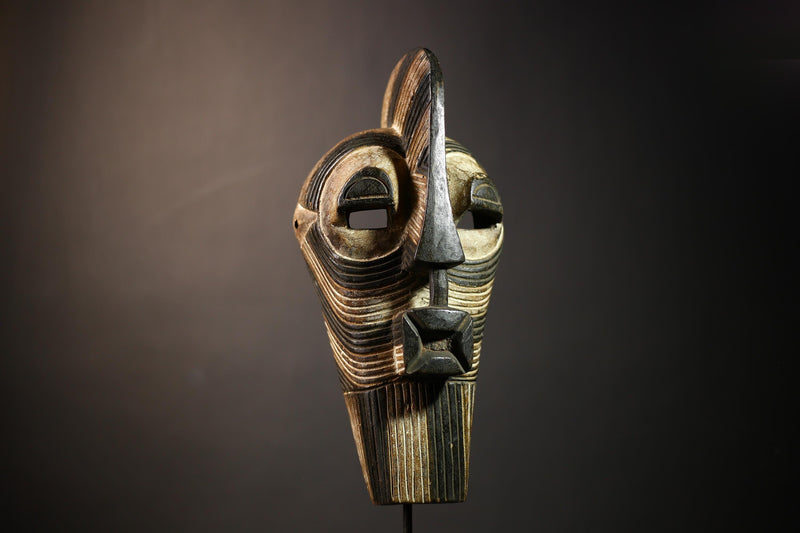 African Tribal Mask | Songye Kifwebe Carving | Unique Wooden Art | Vertical Design | Ethnic Home Decor | Handcrafted Accent Piece-G4662